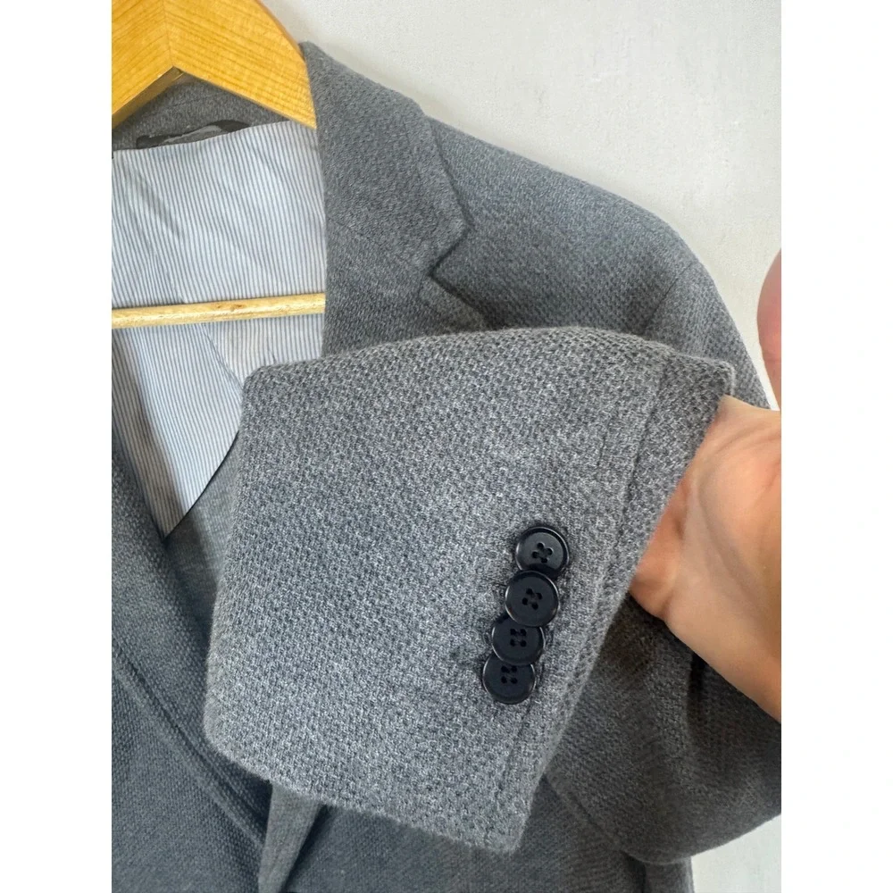 Banana Republic Mens 42R Gray Knit Blazer Sport Coat Cotton Textured 186113-00 - Picture 3 of 12